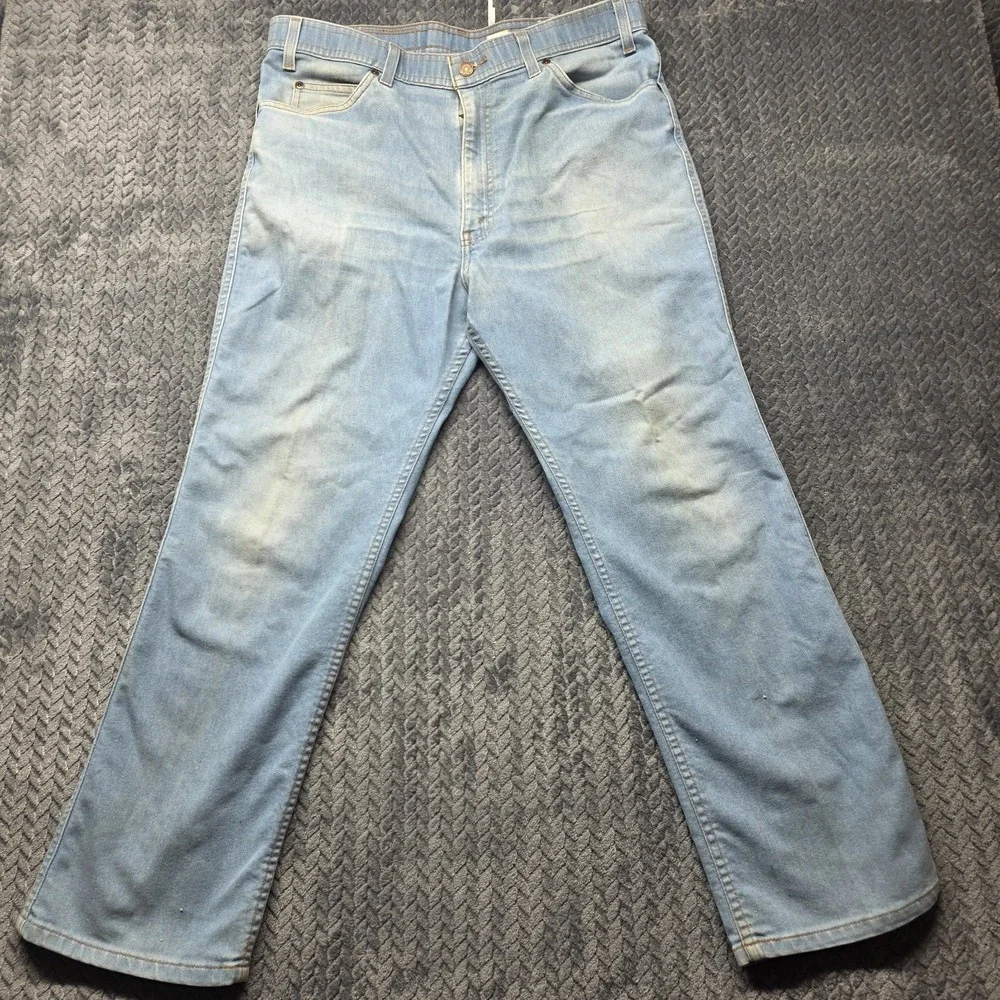 VTG Levis Jeans Mens 38x29 Brown‎ Label Cowboy Light Blue Straight Boot Leg READ